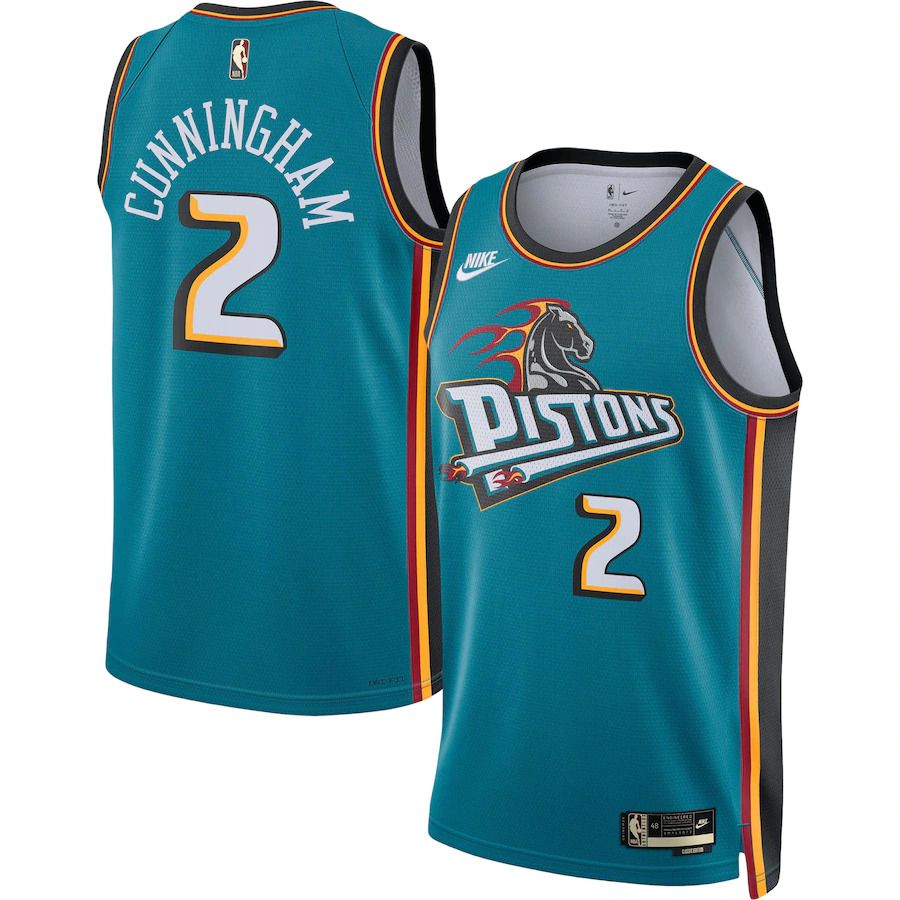 Men Detroit Pistons 2 Cade Cunningham Nike Teal Classic Edition 2022-23 Swingman NBA Jersey